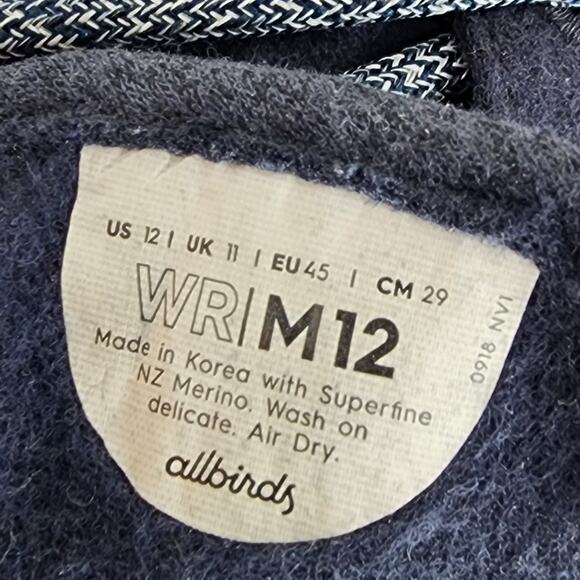 Allbirds Mens Wool Runners. Navy. 0918 NV1. Removable Insole. Washable.  EUC 12 - Picture 9 of 10